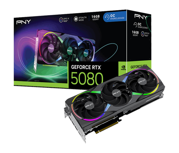 PNY GeForce RTX 5080 ARGB OC 16GB GDDR7 DLSS5 - 1318487 - zdjęcie